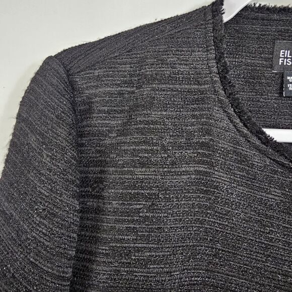 Eileen Fisher Open Front Tweed Jacket in Black - Size S - Picture 3 of 12